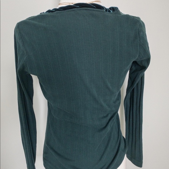 100% Cotton Emerald Henley with Velvet Trim - Picture 5 of 5